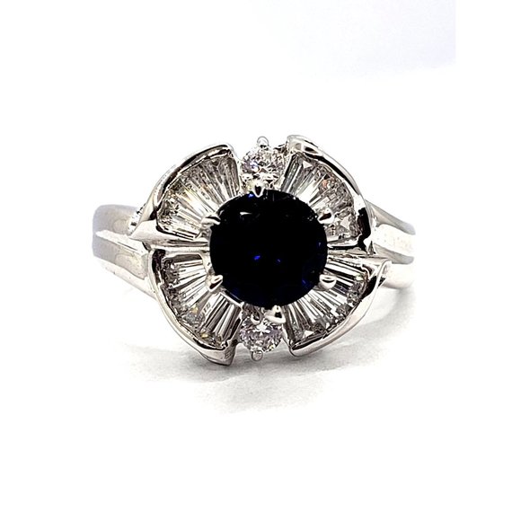 Cocktail Ring 14k white gold, Blue Cubic Zirconia Size 7.5 - Picture 5 of 13
